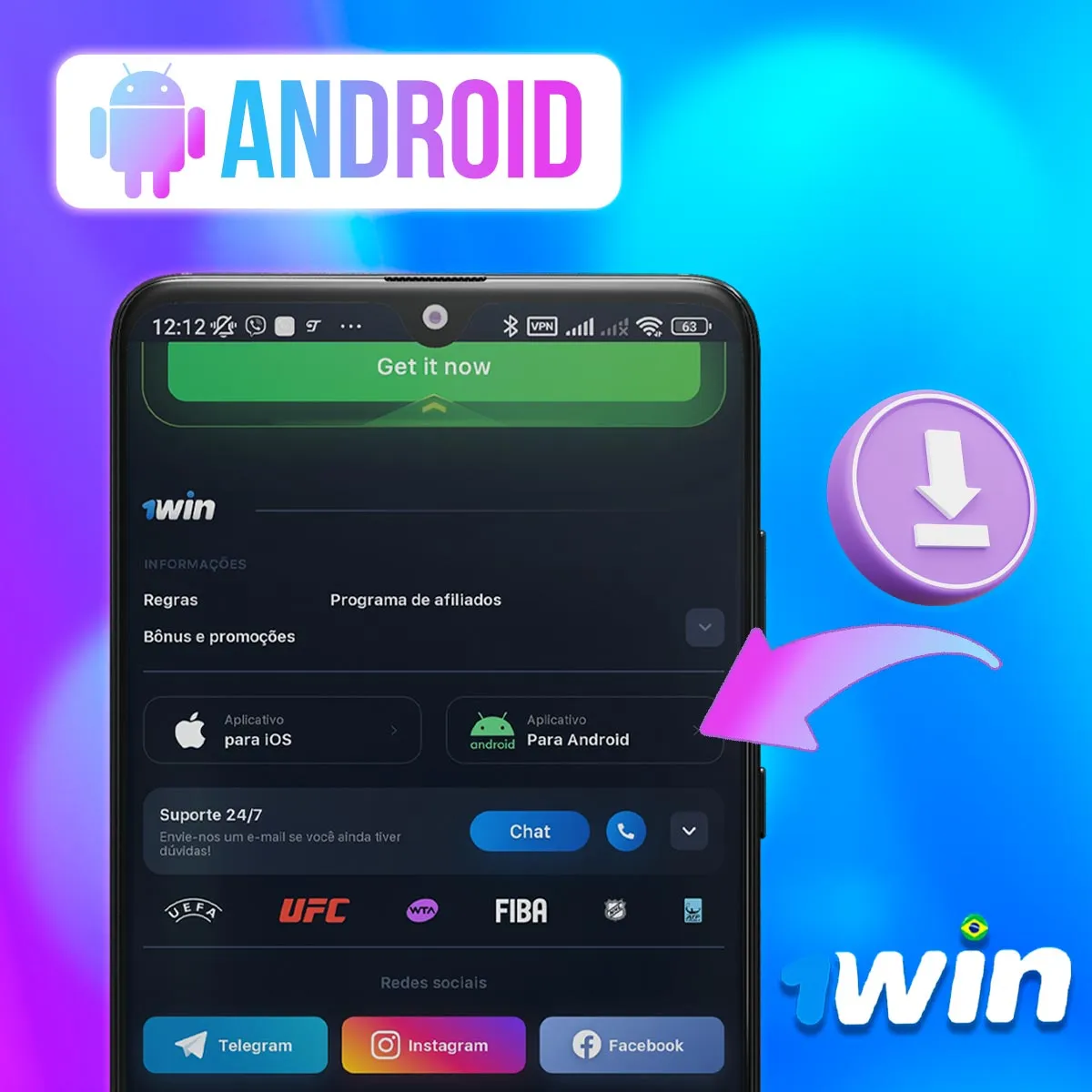 Aplicativo móvel para Android da casa de apostas 1win no mercado brasileiro