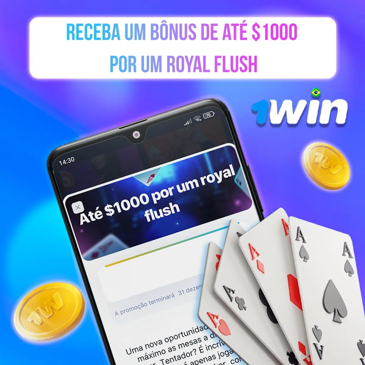 Bônus de até $1000 para Royal Flush no cassino da casa de apostas 1win no mercado brasileiro