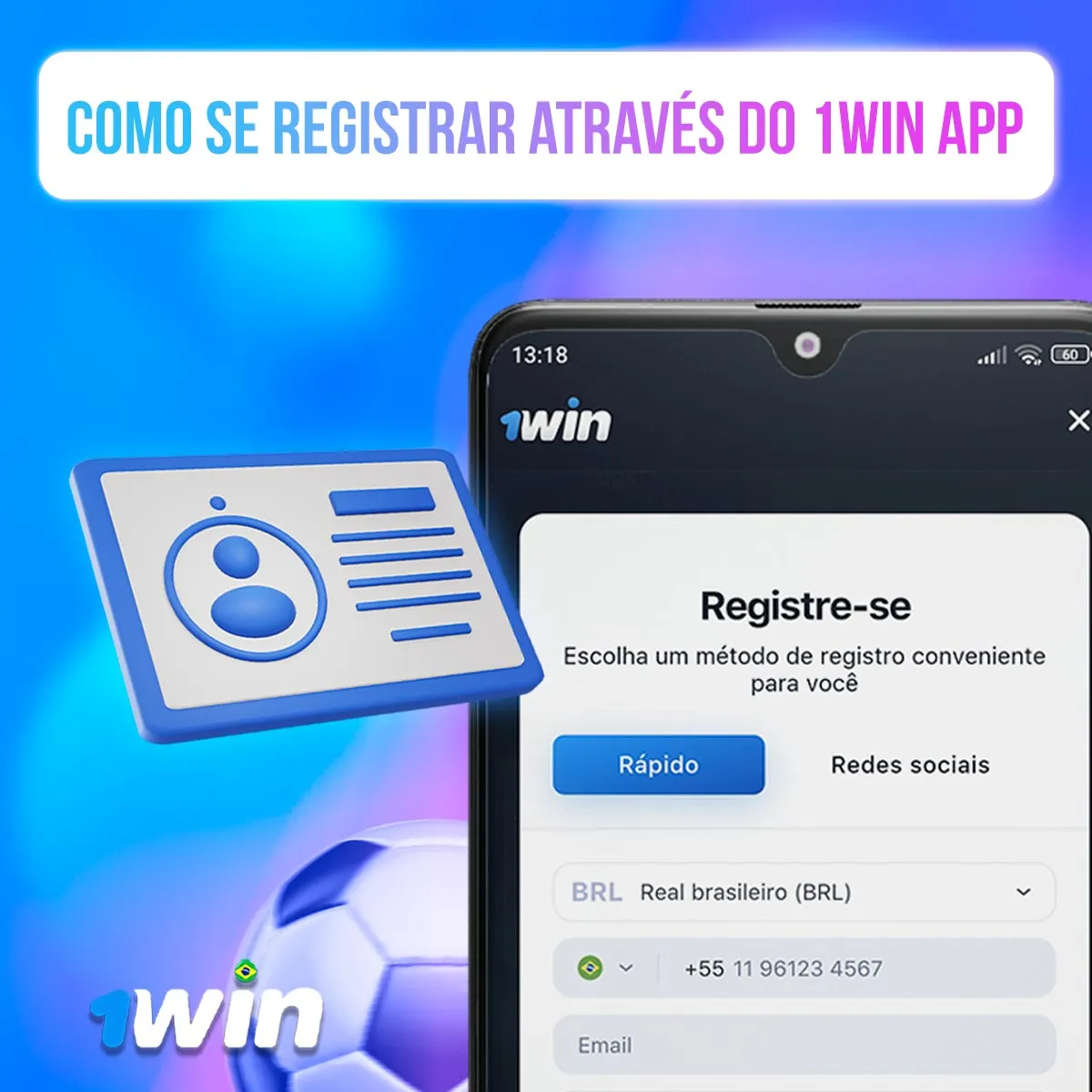 Cadastro para o aplicativo móvel 1win no mercado brasileiro