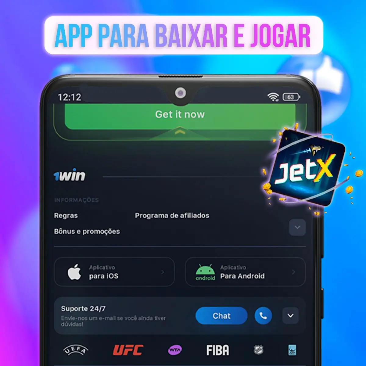 Aplicativo móvel 1win Jogo JetX