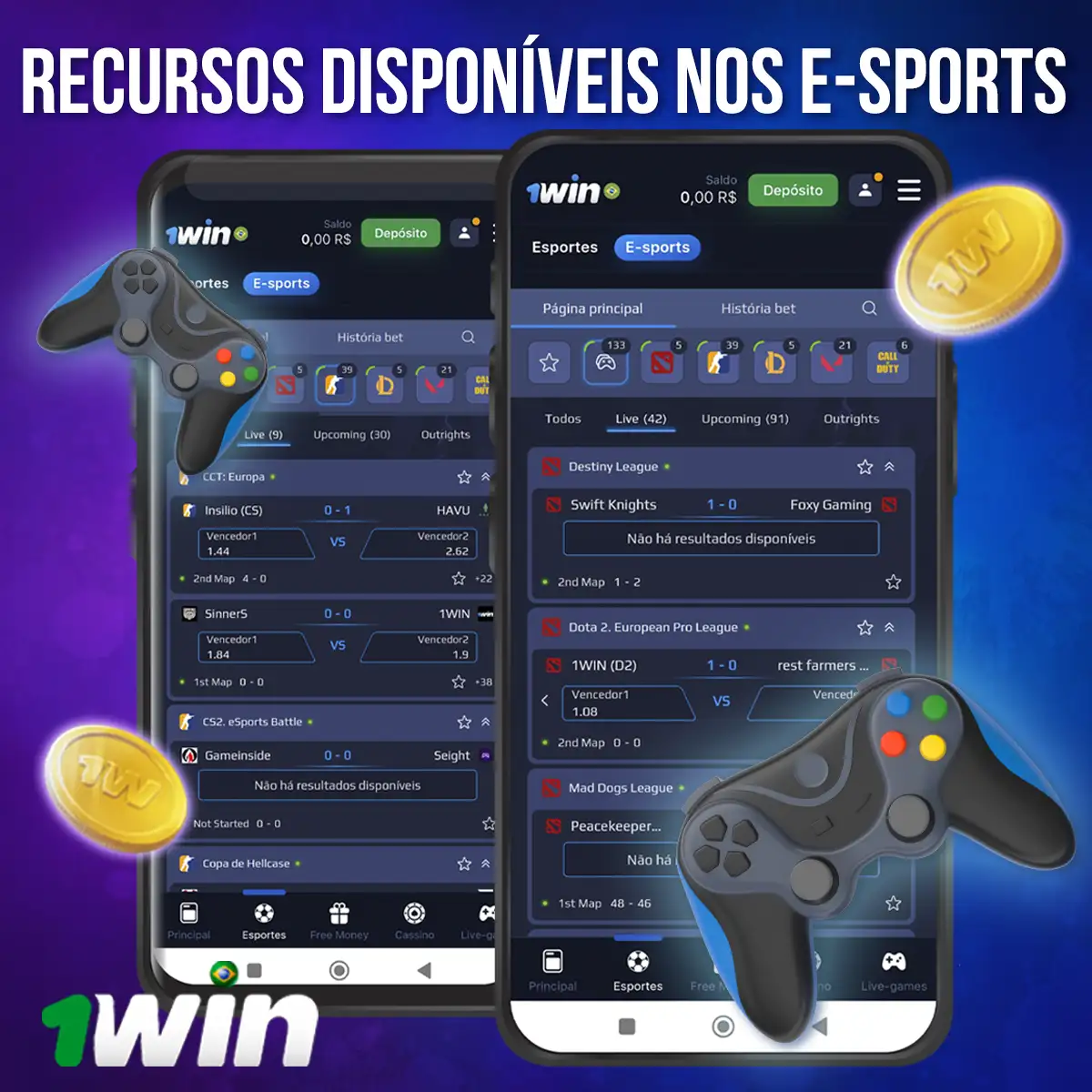 Funcionalidade disponível para apostas de e-Sports 1win