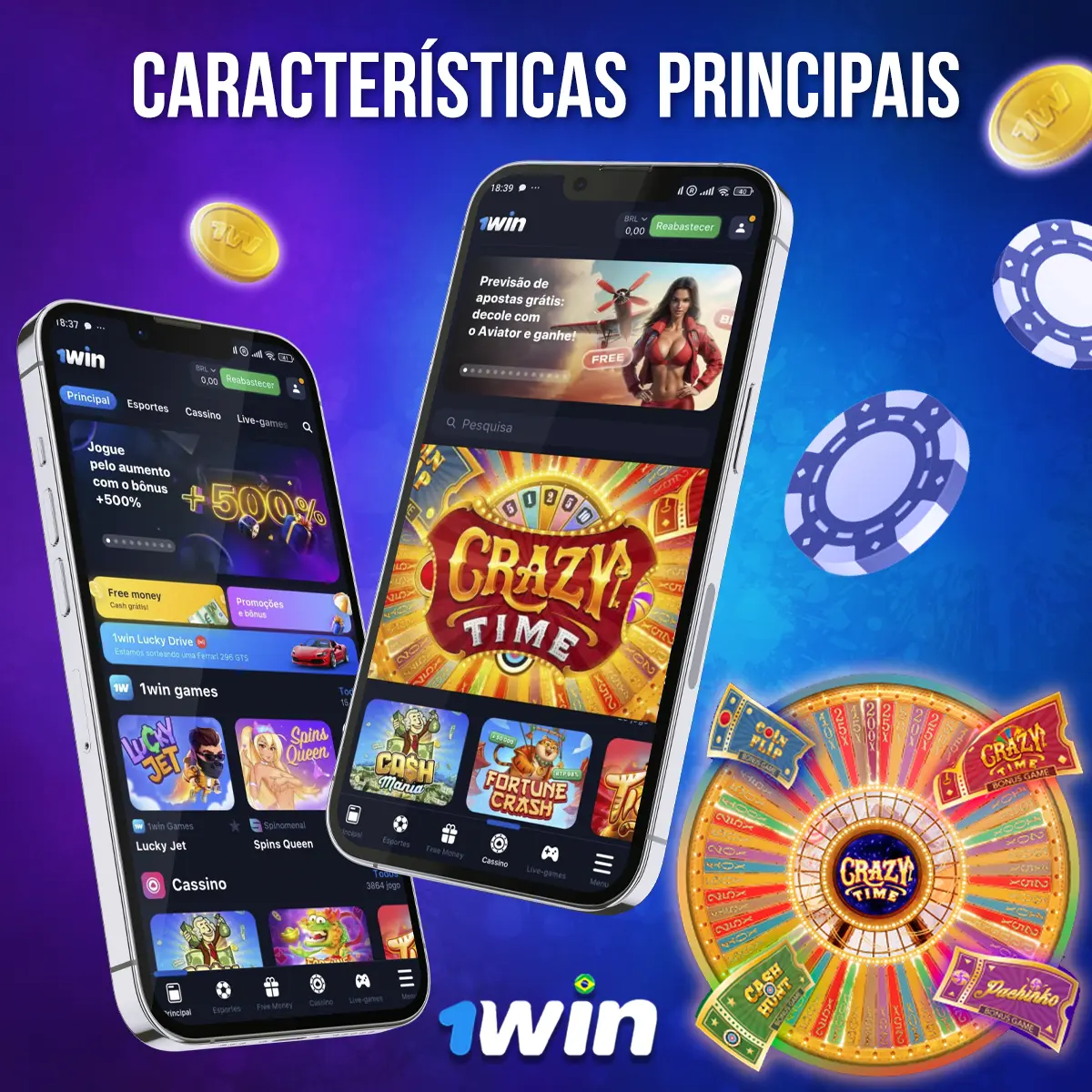 Quais são os principais recursos do 1win Crazy Time?