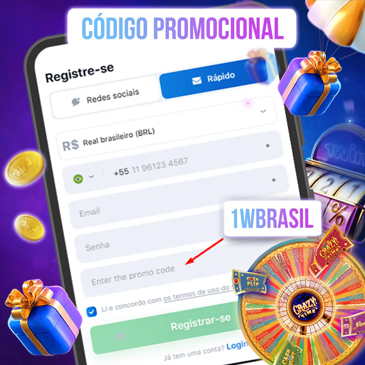 Código promocional 1Win Crazy Time